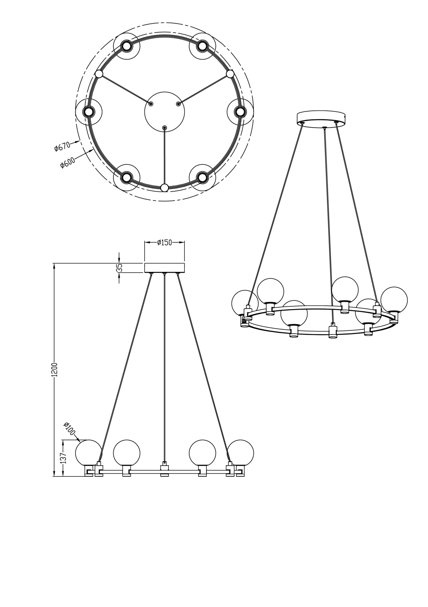 Подвесной светильник Freya FR4005PL-06B1