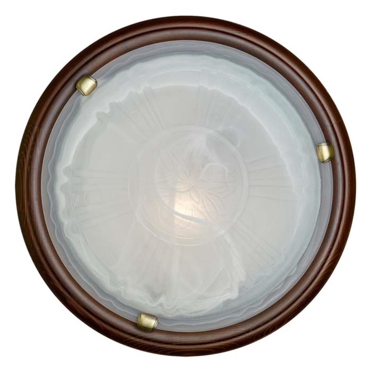 236 GL-WOOD SN 111 Светильник стекло/белое/темный орех E27 2*100Вт D460 LUFE WOOD